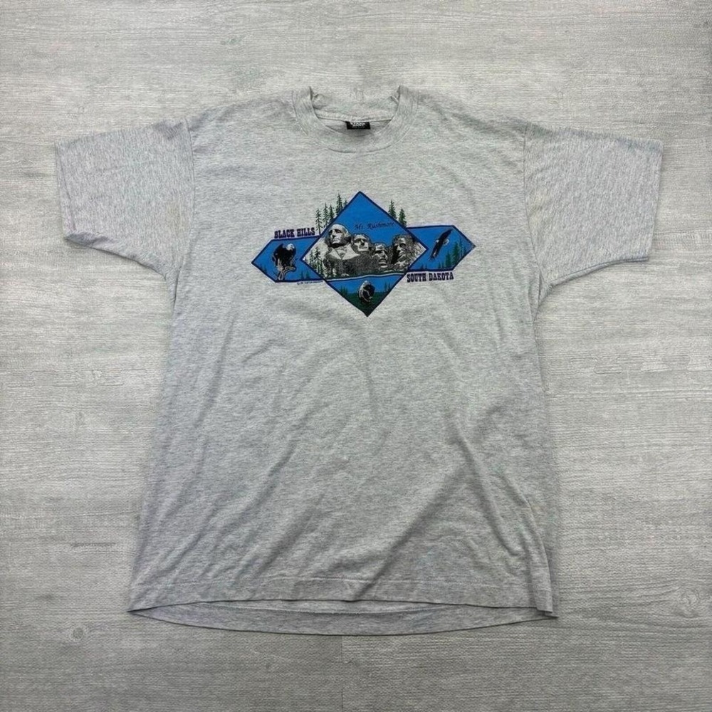 Vintage Mt. Rushmore Shirt Adult‎ Large Gray Black Hills South Dakota Motorcycle